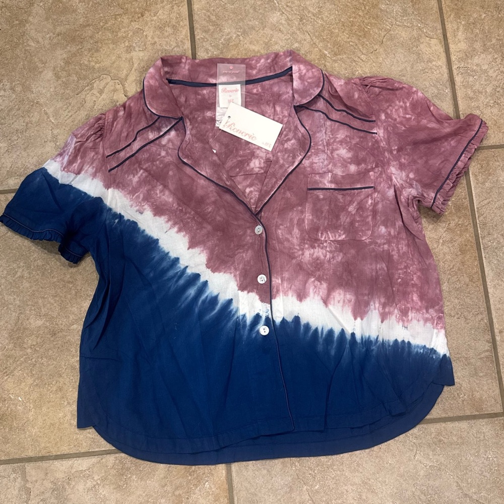 Reverie by NFC Tie-Dye Button-Up Pajama Shirt
